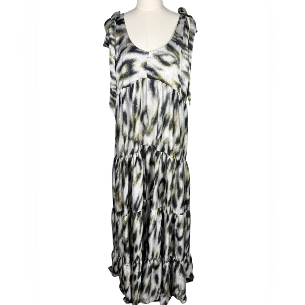 Luisa Nadarajah Felicity Tiered Maxi Dress Xl Wearable Art Silk Feel Sustainable